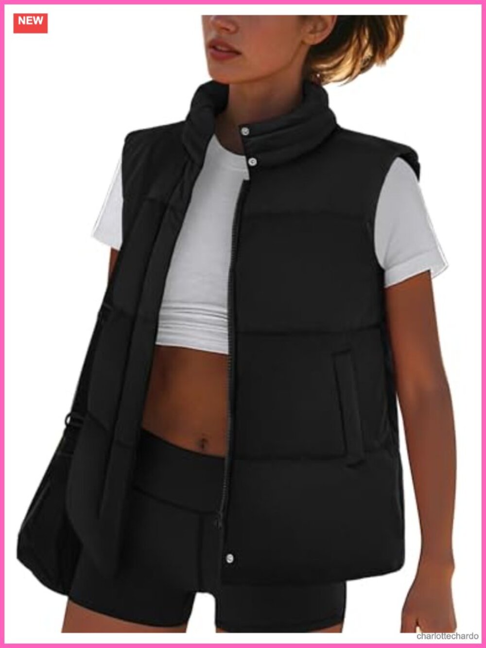 Quilted Puffer Vest Lightweight Sleeveless Zip Up Puffy Outerwear